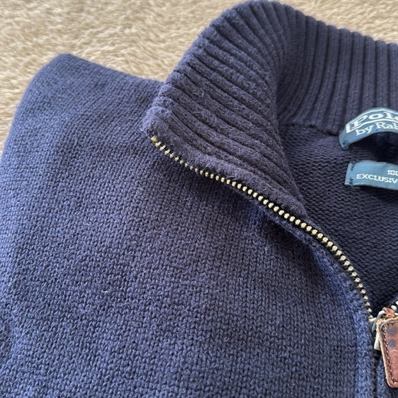 Ralph Lauren Men’s 100% Cotton Navy 3/4 quarter Zip-Up Sweater - Picture 5 of 10